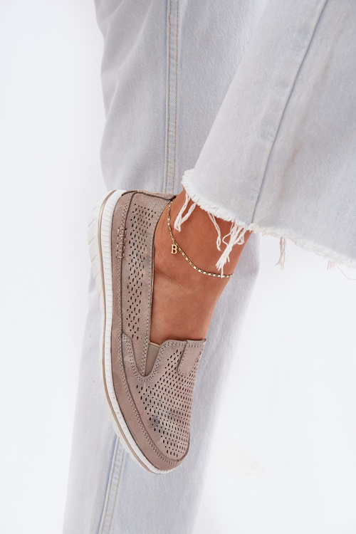 Suede Slip-on Shoes Beige-Gold Inez