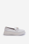 White Women's Leather Moccasins with Platform S.Barski LR720