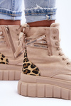 Women's Suede Boots on a Platform Light Beige Raftera