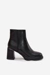 Leather Women's Ankle Boots On Heel Black Julissa