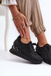 Women's Wedge Sneakers Adorned with Zirconia D&A MR38-377 Black