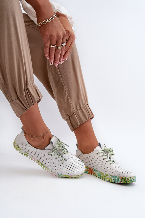 Półbuty Sznurowane Skóra Naturalna Białe Farnalea