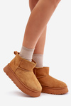 Low Women's Snow Boots On Platform Insulated With Fur Camel Saldren
