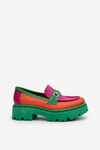 Zazoo 3476 Women's Green Leather Moccasins