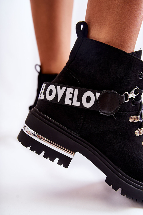 Suede Warm Boots With A Belt Black Aurelio