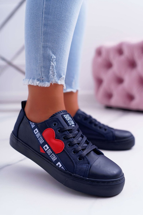 Big Star Women's Sneakers Navy Blue with Heart EE274258