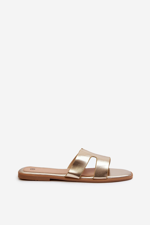 Women's Flat Sandals with Cutouts Gold Fiviama
