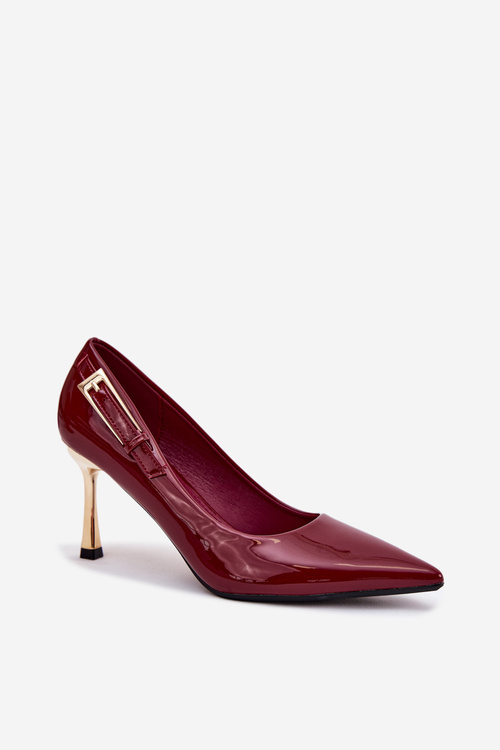 Lacquered High Heels With Gold Buckle Bordeaux Mivira