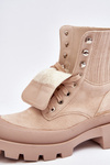 Women's Lace-up Trapper Boots Beige Gordts