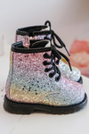 Kids Sparkly Furry Lined Boots with Zipper Multicolor Saussa