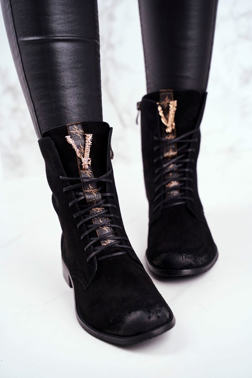 Women’s Nubuck Leather Boots Black Nicole 2593