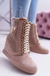 Women's Lu Boo Openwork Suede Beige Clamma Sneakers