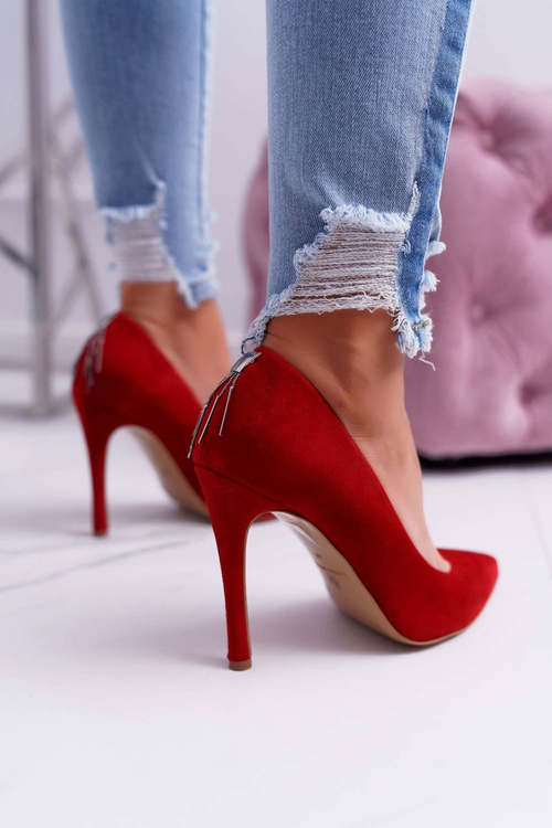 Laura Messi Women's Stilettos 1727 Suede Leather Red Valentine