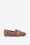Loafers Women's Moccasins With Decorative Element Leopard Print Beige Evelora