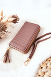Quilted Wallet with Tassel Cappucino