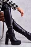 Leather High Boots On Platform Black Katrina