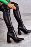 Leather High Heel Boots Black Casto