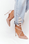 Elegant Suede Pointed High Heels Visconi 7400 Pink