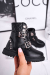 Children's Boots Warm With Fur Black Dolly