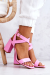 Elegant Sandals On A Block Heel Pink Michele
