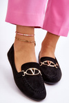 Suede Moccasins With Decorative Element Black Reed