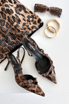 Peep toe with open heel and straps leopard print brown Ravira