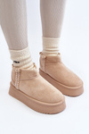 Beige Patterned Platform Snow Boots Udra