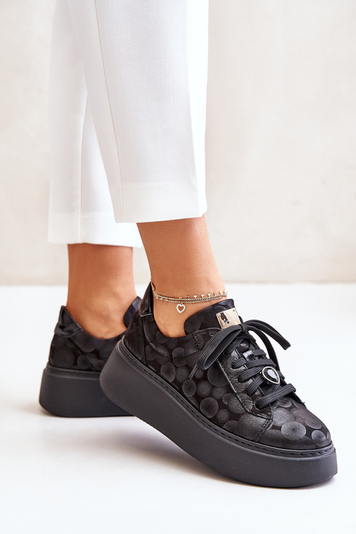 Leather Sports Shoes On Platform Maciejka 06191-42 Black