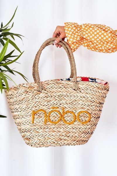 Braided Shopper Beach Bag NOBO XK0340 Beige-Yellow