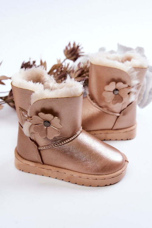 Children's Snow Boots With Flower Gold Bianca
