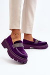 Women's Velvet Moccasins with Decoration Purple Wendreda