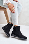 Insulated Low Chelsea Boots With Zipper Eco Suede Black Telluara