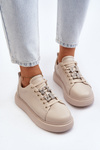 Women's Leather Sneakers with Beige Embellishments Dysuria