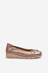 Elegant women's leather ballerina flats by Maciejka P6504-25 in gold