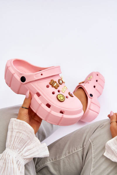 Women's Foam Slippers Crocs With Ornaments Pink Marlett