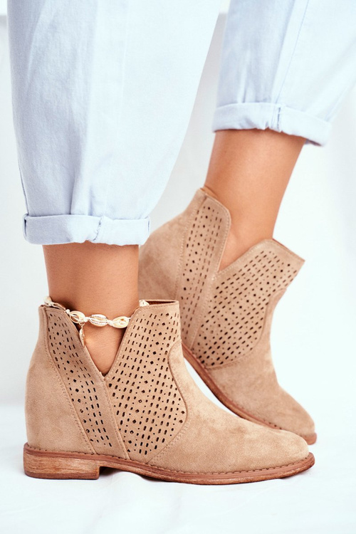 Openwork Boots On The Wedge S.Barski Beige