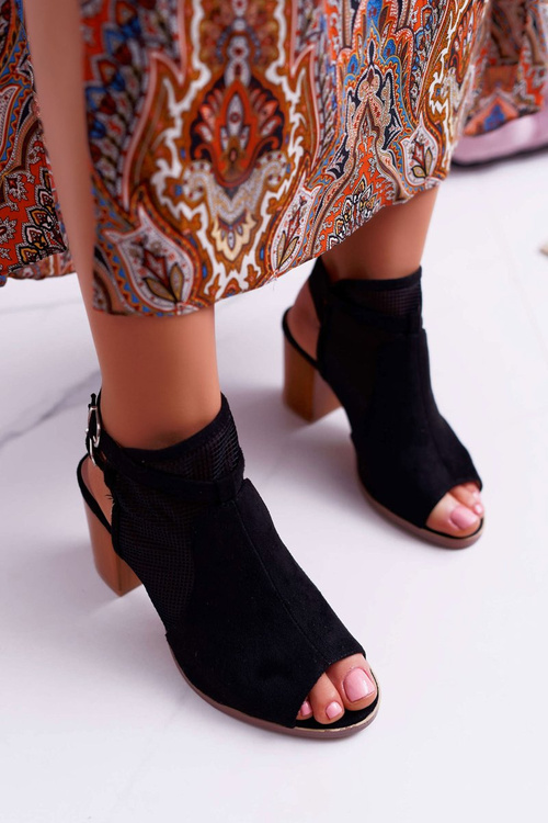 Women's Suede Sandals Black Thido