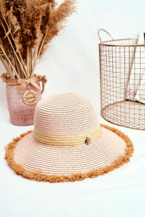 Women's Hat Summer Beach 100% Paper Pink