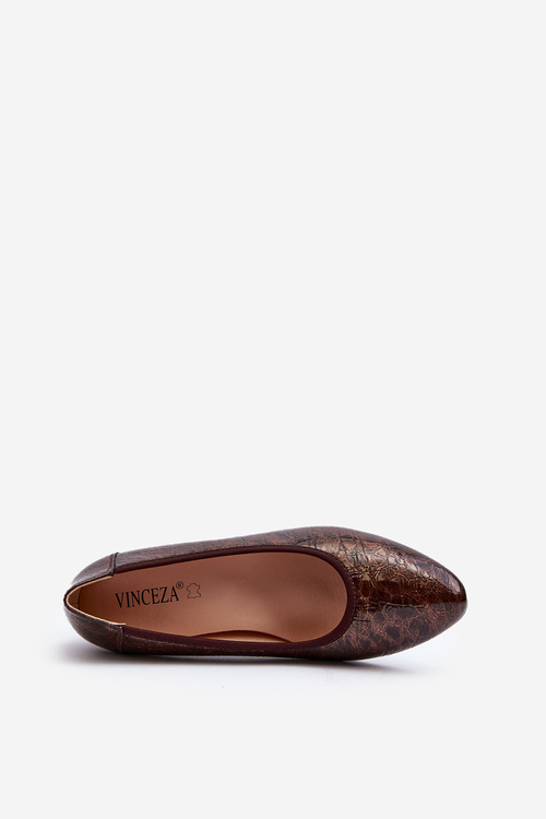 Brown Embossed Patent Leather Pumps Cynania