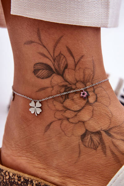 Bransoletka Na Nogę Z Modnymi Zawieszkami Srebrna JL-111032