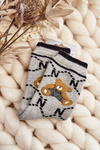 Warm Cotton Socks With Bear Grey