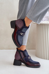 Leather Women's Boots On Thick Heel With Decoration Maciejka A6747-23 Burgundy-Naval Blue