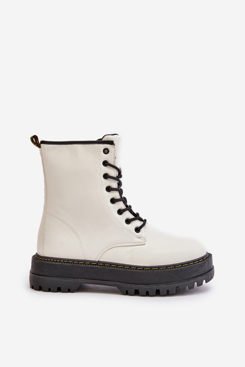 Insulated Worker Boots from Eco Leather with Zipper White Naleli