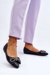 Baleriny Eleganckie Kokarda Dżety Czarne One Time 9513