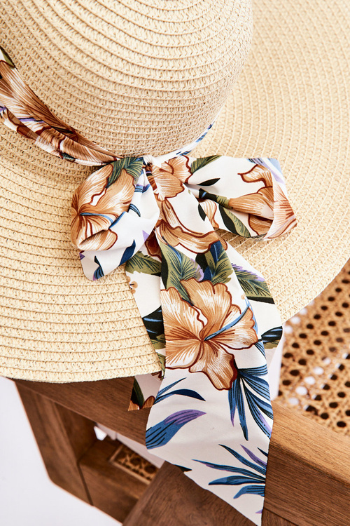 Elegant Women's Hat With Material Bow Light Beige