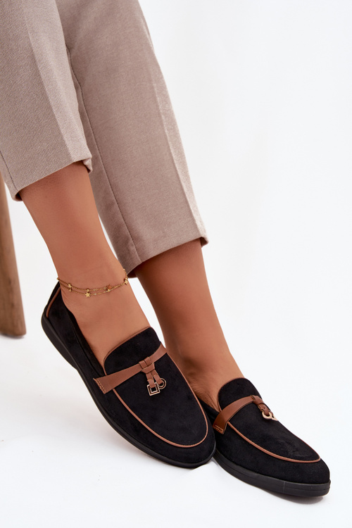 Moccasins Loafers Women Eco Suede Black Darwen