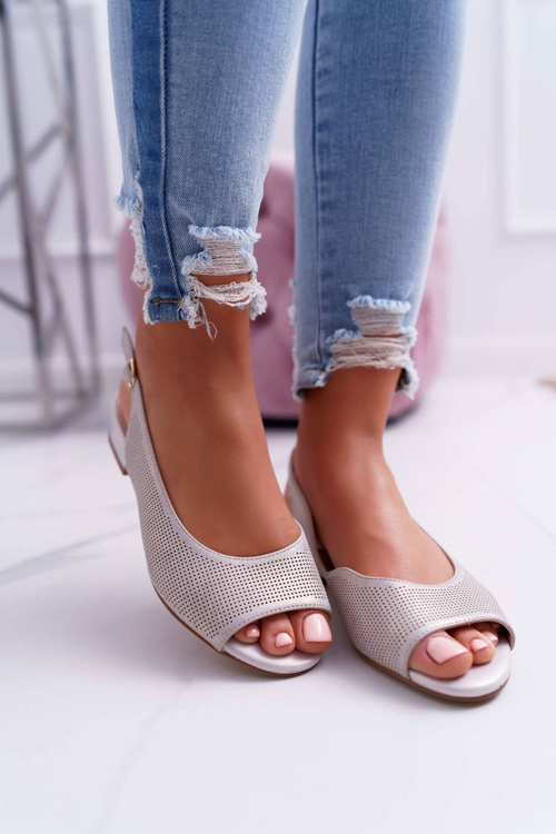 Women's Flat Heel Sandals Sergio Leone SK809 Beige Skaldo