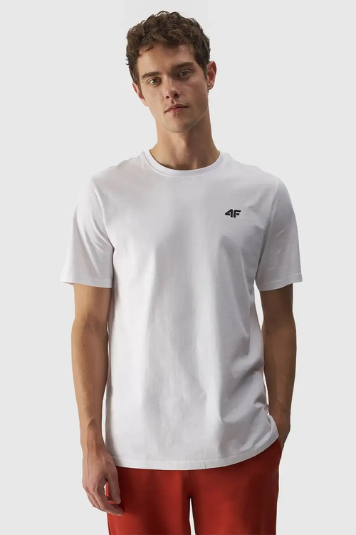 Men's Plain T-shirt With Logo 4F White 4FWMM00TTSHM1843-10S