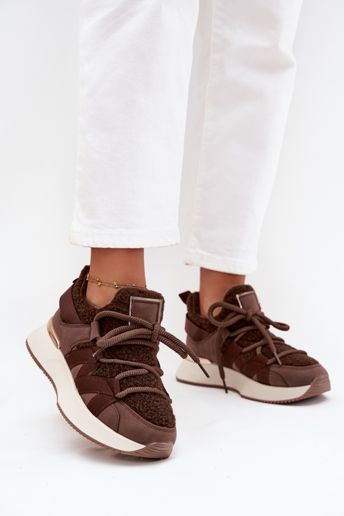 Insulated Women's Sneakers on Platform Brown Juvira
