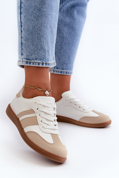 Sneakersy Damskie Niskie Eko Skóra Dorvalia Beżowe